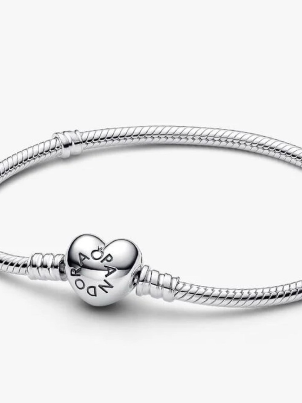 Pandora Silver Heart Clasp Snake Chain Bracelet